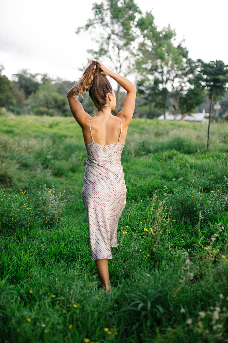 The Iggy Yellow Polka Dot, Silk Slip Dress