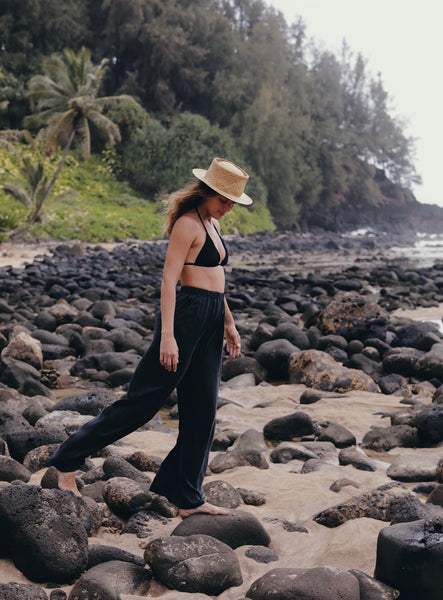 The Silk Wide Leg Pants in Obsidian – Ocean Prairie